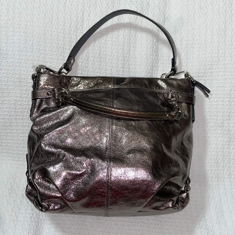 Like new COACH F17165 BROOKE PEWTER METALLIC HOBO/SATCHEL BAG - REMOVABLE STRAPS